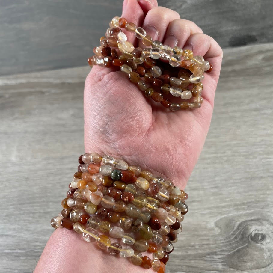 rutlated quartz natural gemstone nugget bracelet for crystal shop retail displays