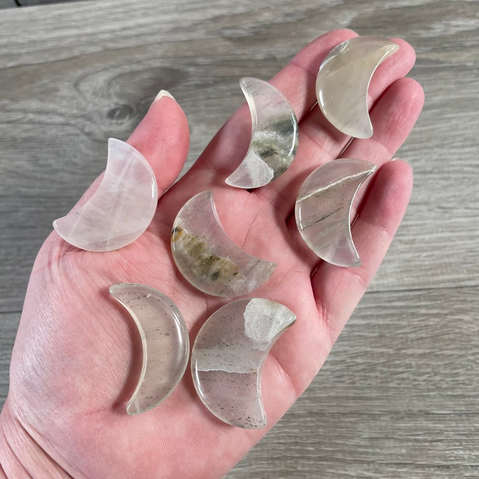 included quartz natural hand carved stone crescent moons for crystal shops