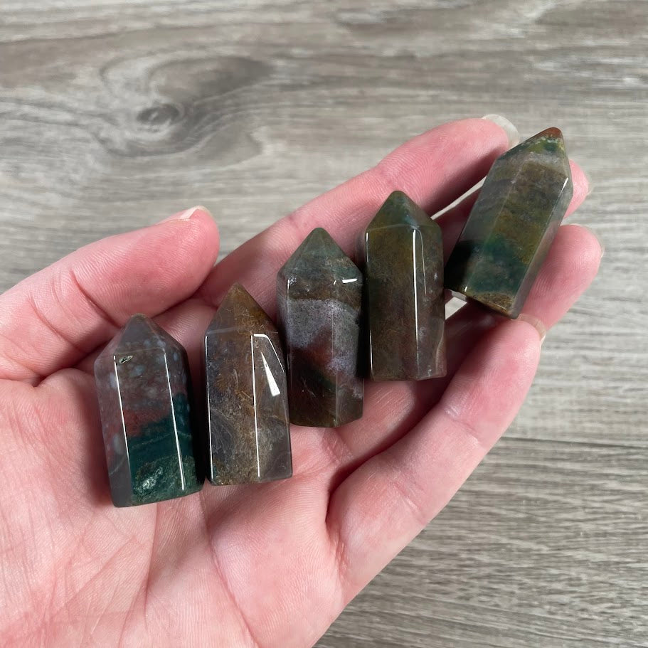 Small Indian Agate carved crystal obelisk wholesale gemstone gift shop supply