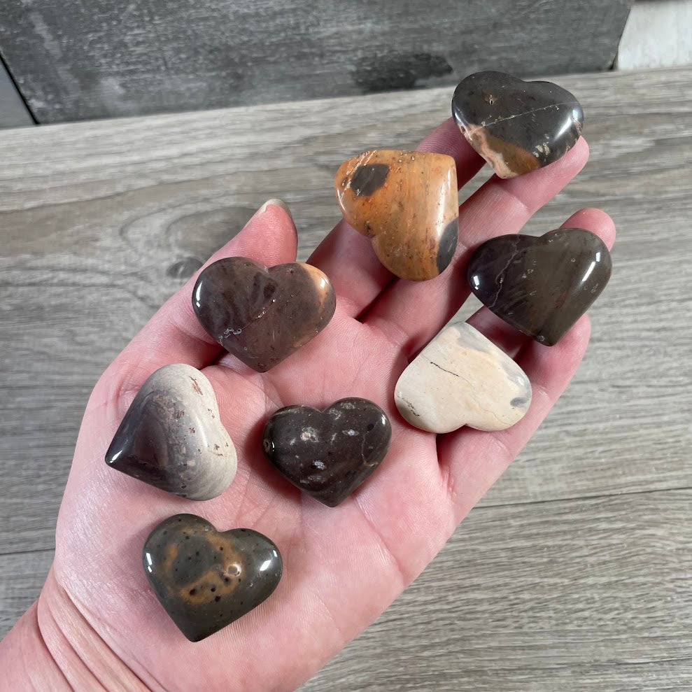 jasper crystal heart carvings Brazilian gemstones pocket-size polished stones wholesale