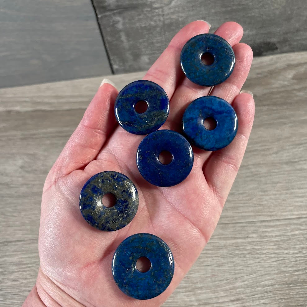 Wholesale 30mm lapis lazuli donuts for necklace making
