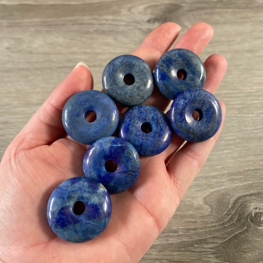 lapis lazuli center hole donut style pendant for jewelry making wholesale
