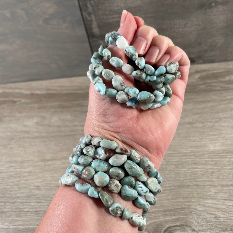 Larimar gemstone nugget bracelet with natural crystal stones gift shop supply