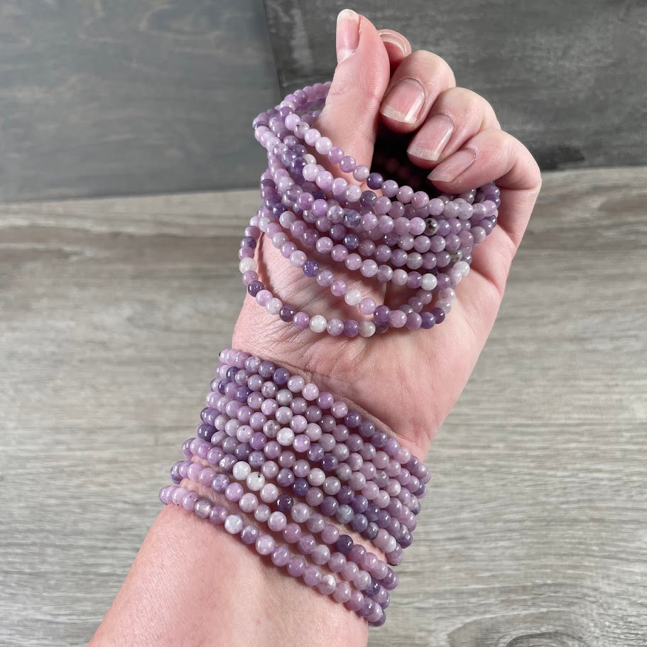 lepidolite boutique gemstone bracelet with polished natural stone beads