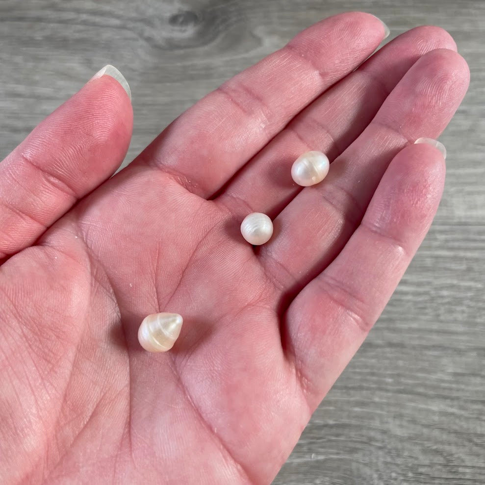 Set of 3 raw freshwater pearls for jewelry making and wire wrapping