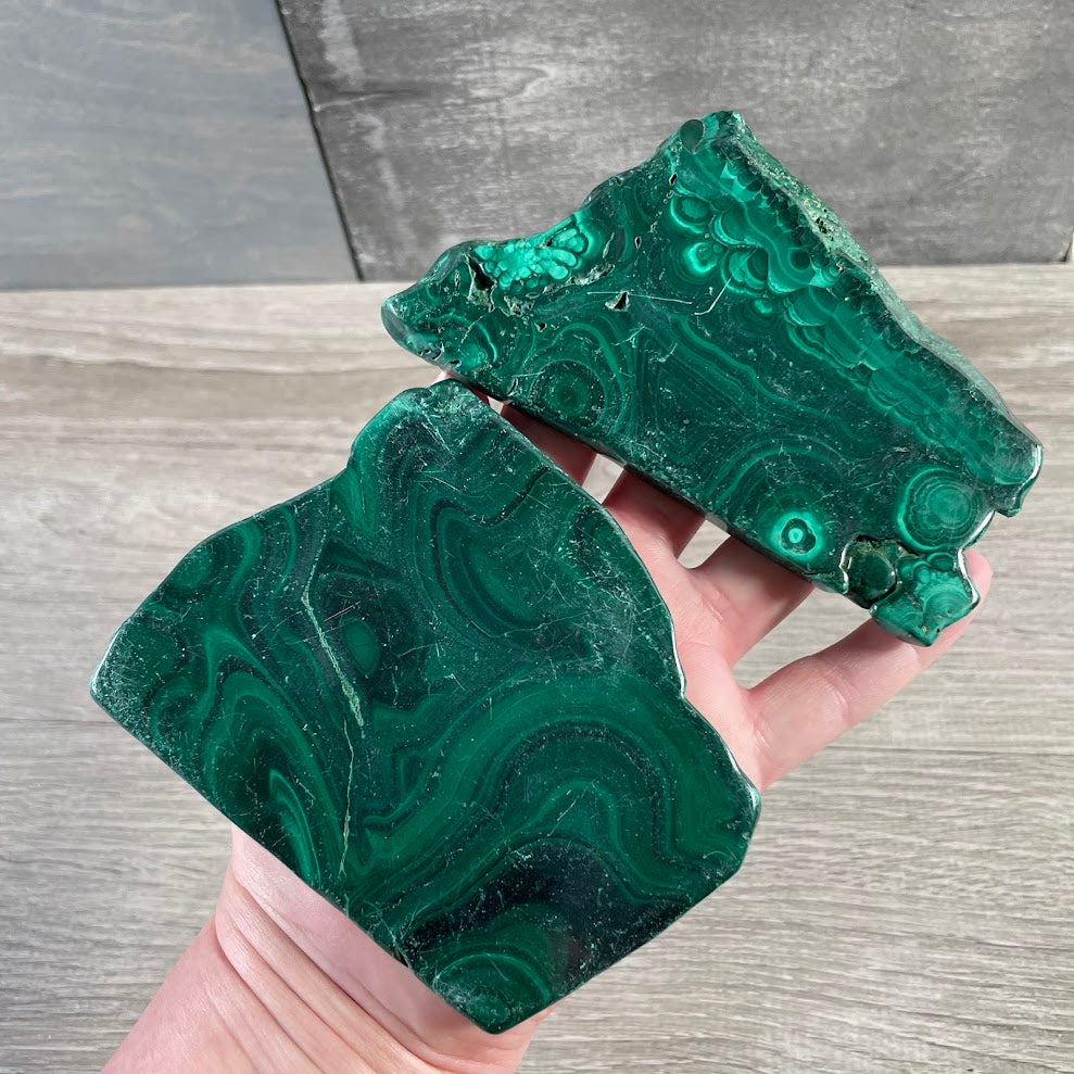 Natural malachite crystal slice green mineral specimen for collectors