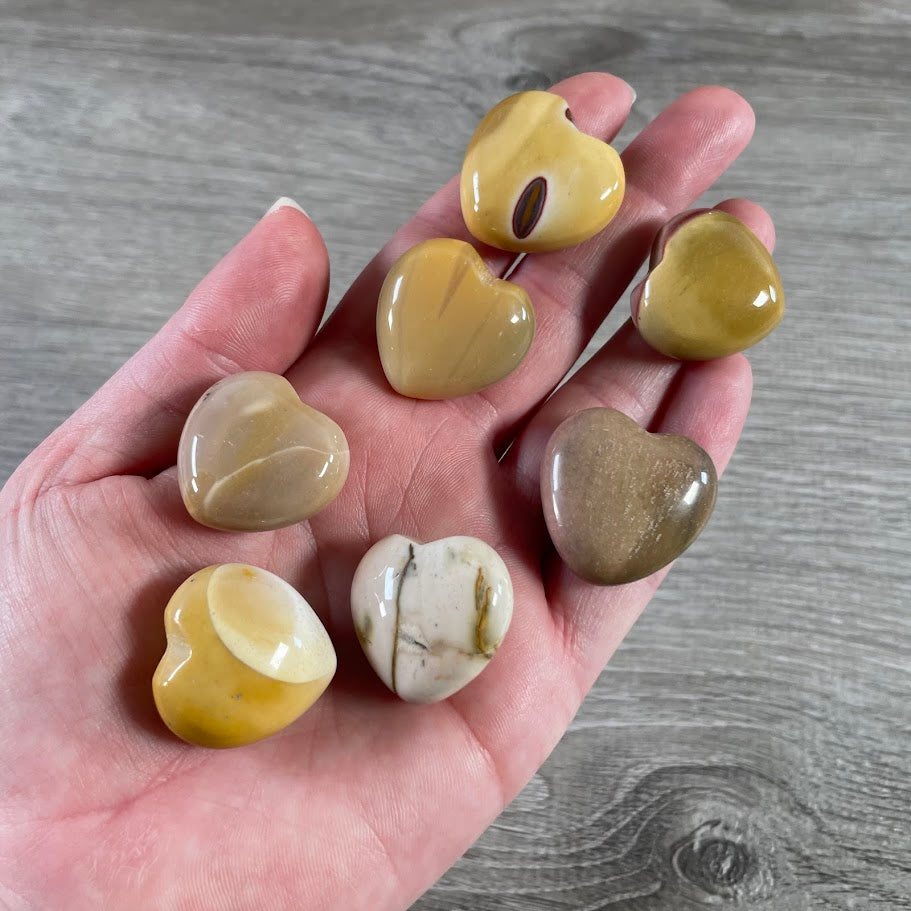 Small mookaite jasper pocket heart polished gemstone crystal for gift shops