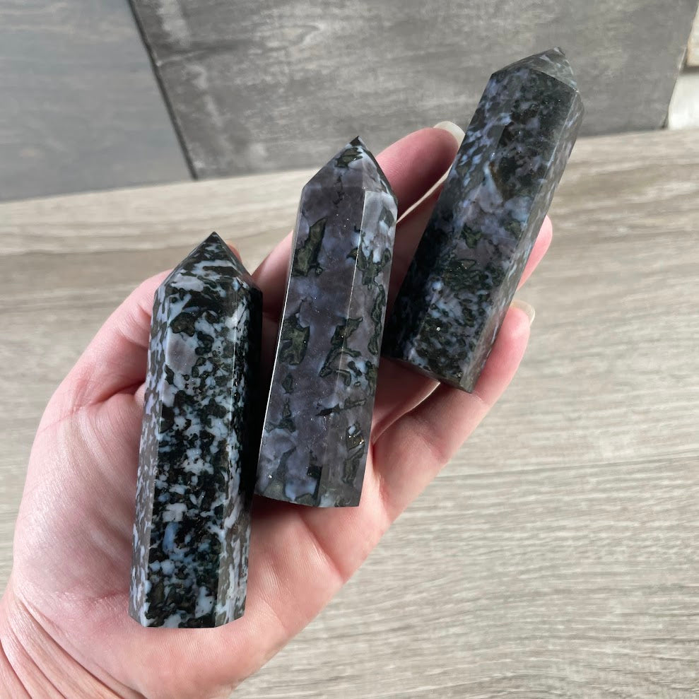 mystic merlinite natural gemstone obelisk boho style for resale