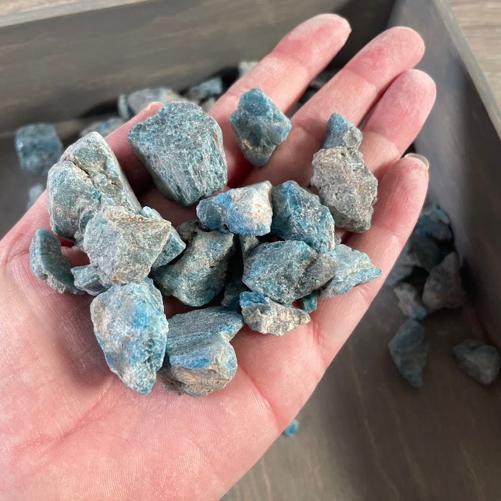 Blue apatite crystal chunks wholesale bulk gemstone lot