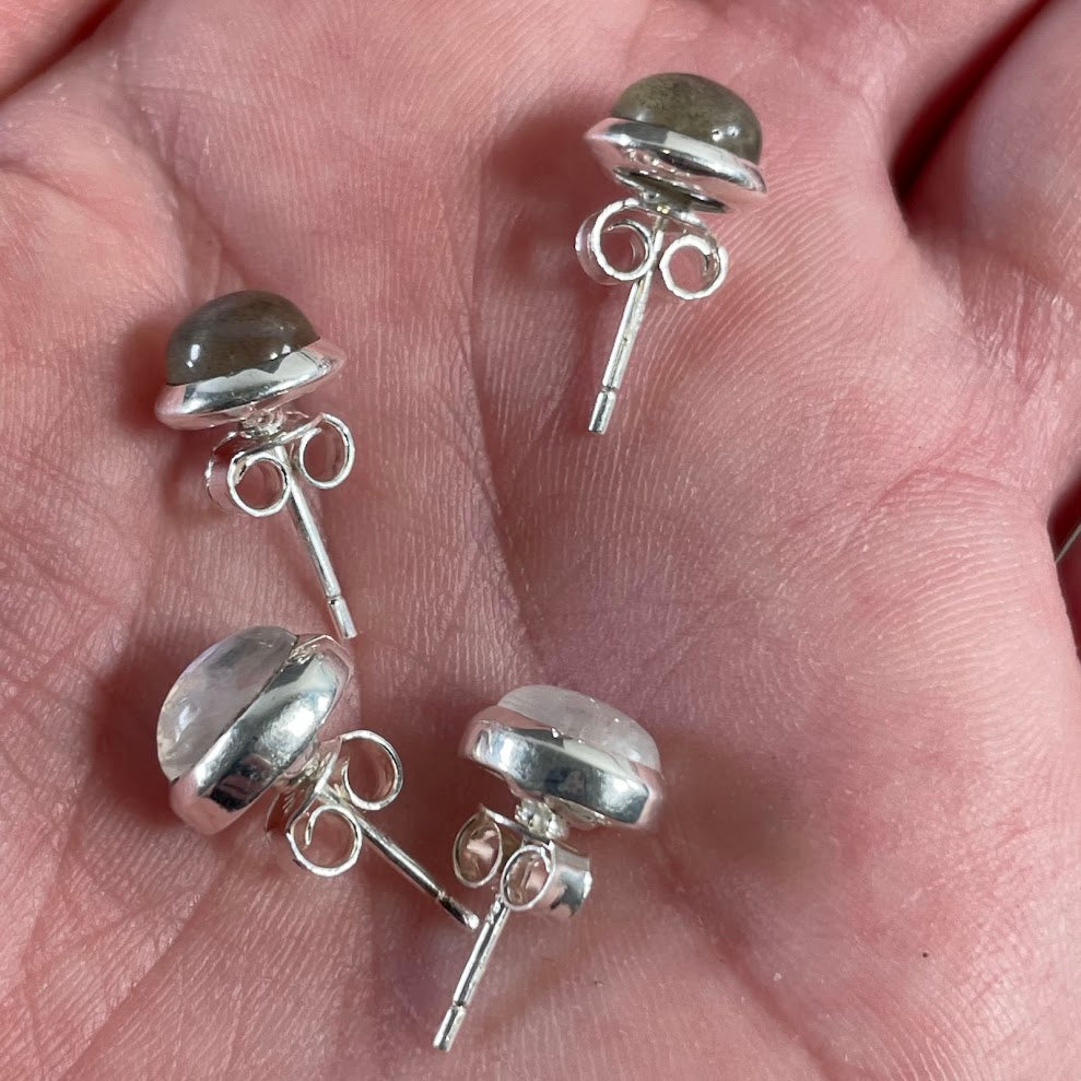 Sterling silver gemstone stud jewelry for crystal and metaphysical shops