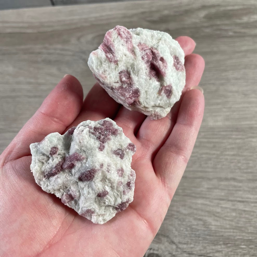 Natural raw tourmaline and quartz crystal pieces