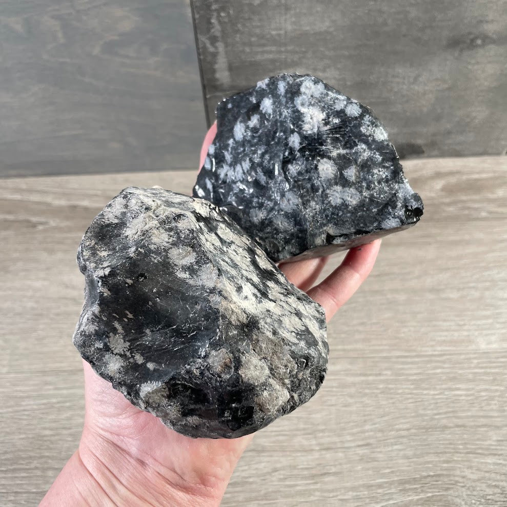 Rough snowflake obsidian specimen for metaphysical stores and crystal displays