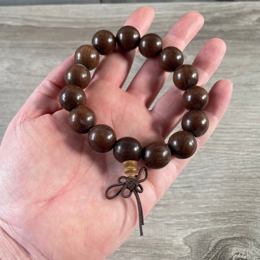 Natural wooden bead mala bracelet for wholesale spiritual jewelry and yoga accessory collections