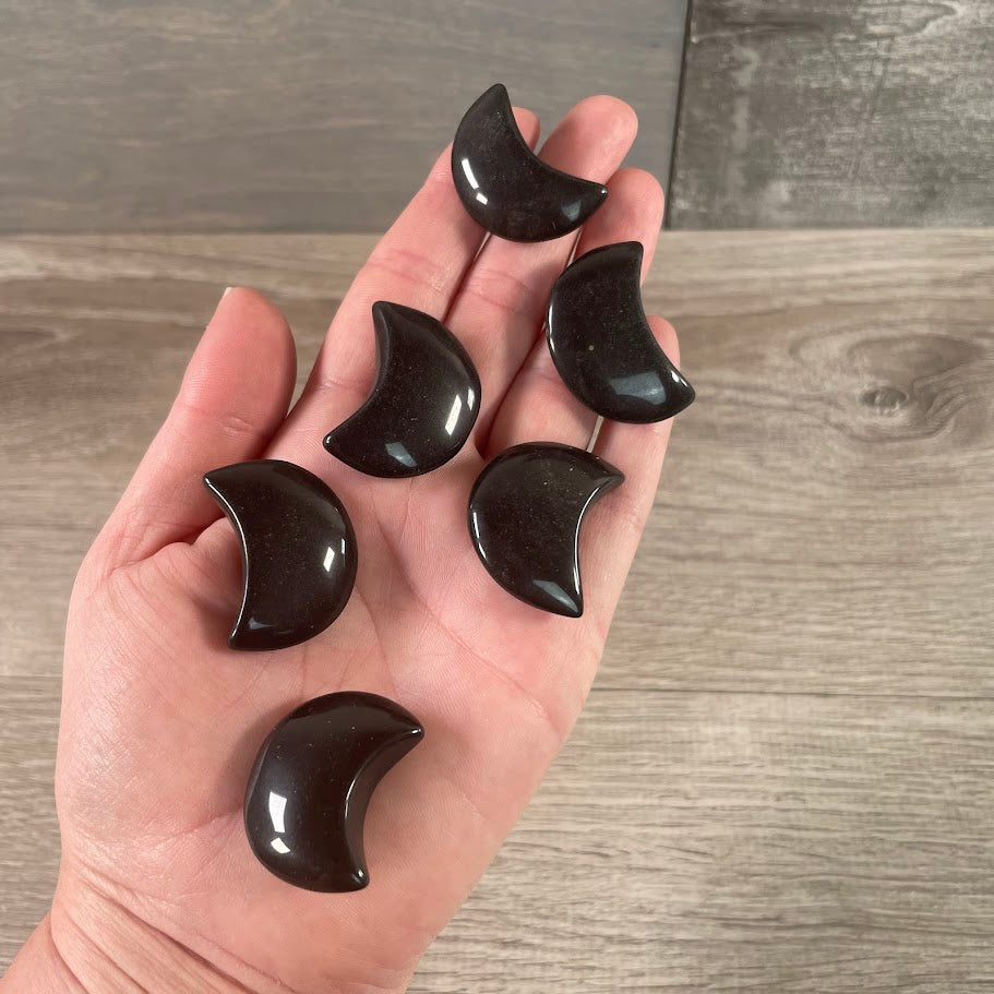 crystal crescent moon for metaphysical shops obsidian