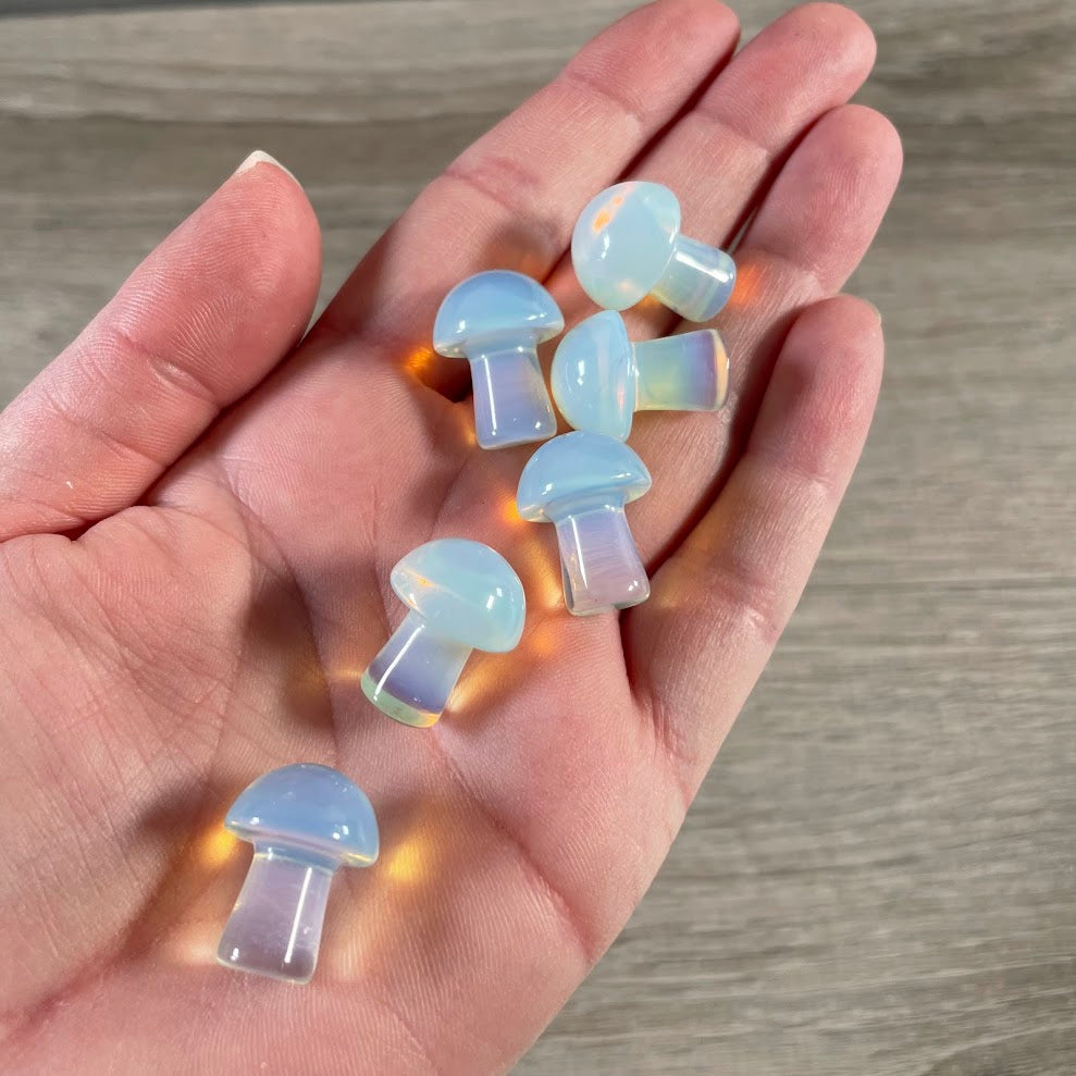 Opalite small stone mushroom collectible for nature and crystal lovers