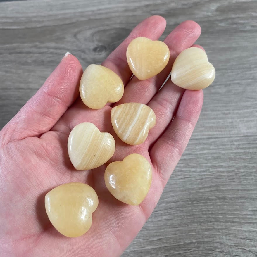orange calcite gemstone heart-shaped pocket stone polished crystal wholesale