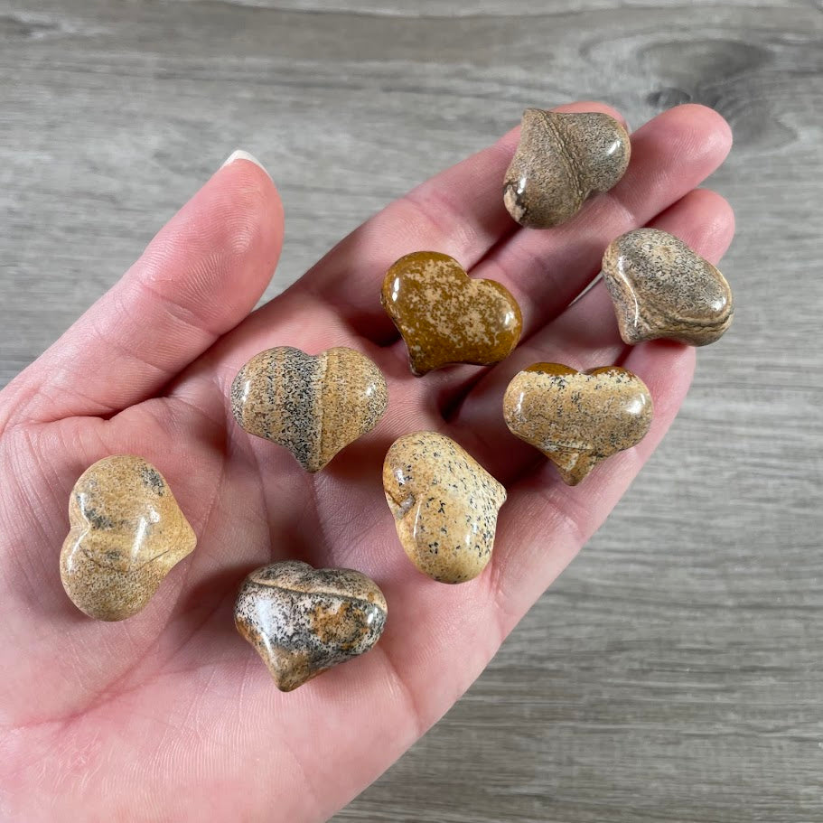 Wholesale picture jasper crystal hearts for resale