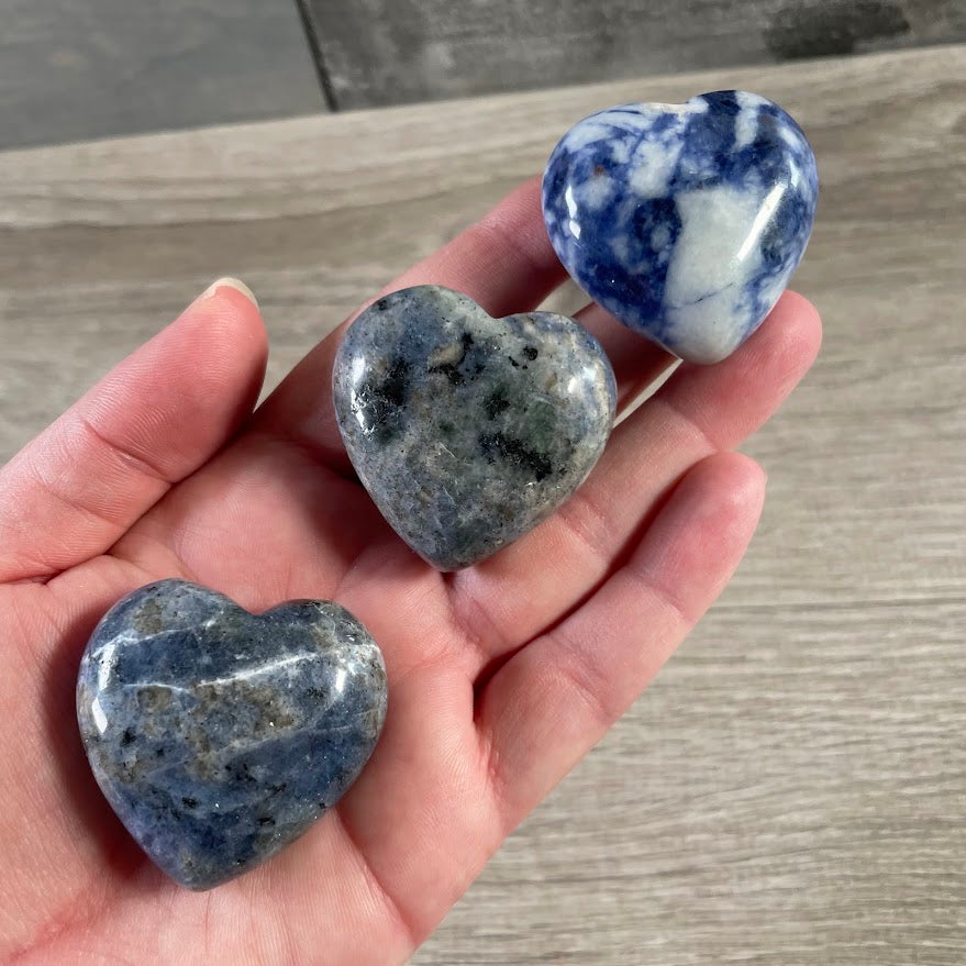 Large Sodalite puffy heart polished blue gemstone