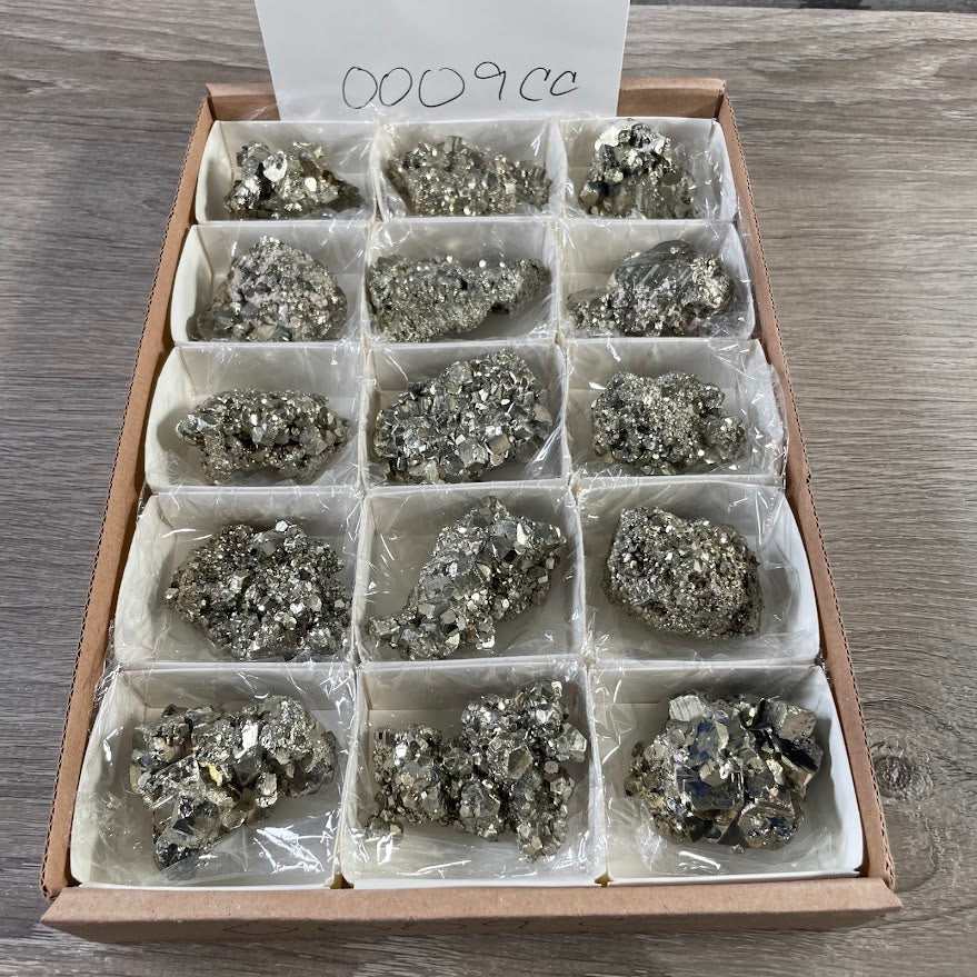 Natural fool's gold pyrite clusters wholesale crystals for retailers