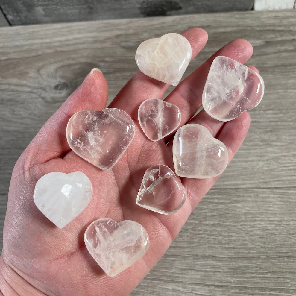 gemstone crystal hearts from Brazil in  natural  quartz stones for wholesale resale