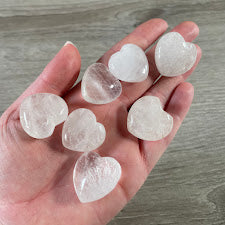 Small puffy quartz gemstone heart polished crystal carving for retail crystal shops
