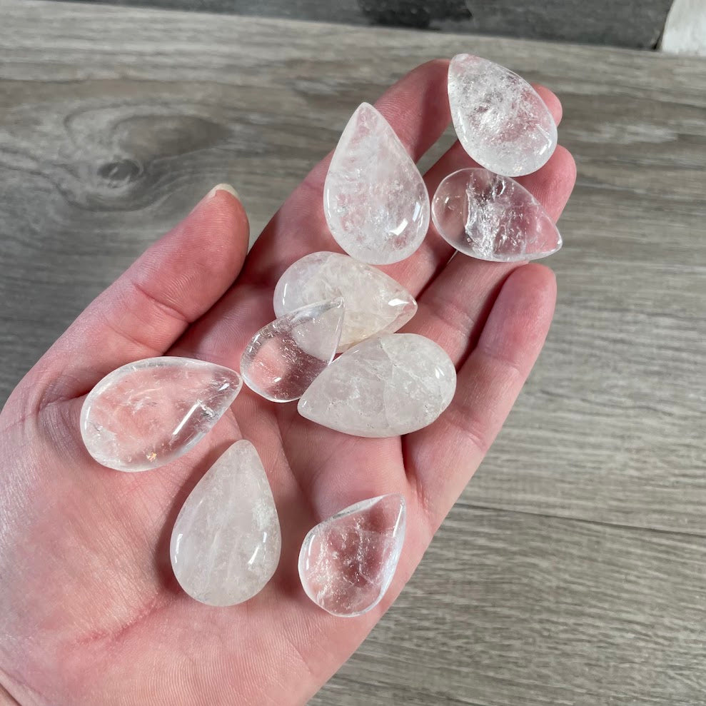 Quartz wholesale polished gemstone teardrop crystal stone