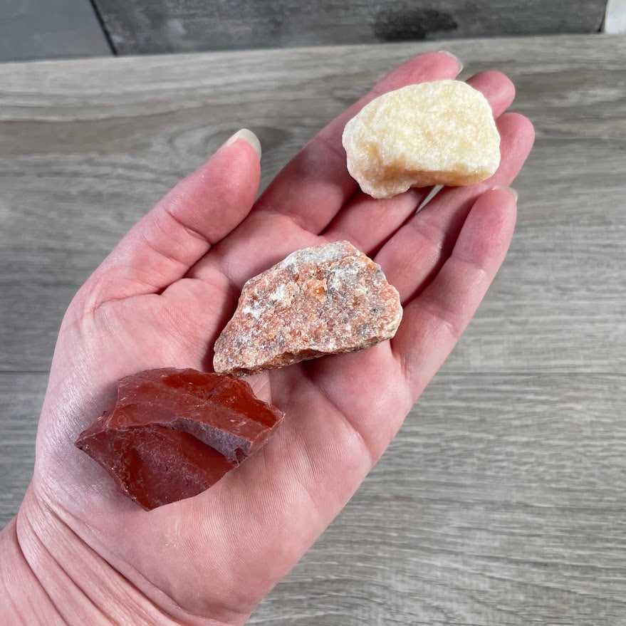 Raw lower chakra stones