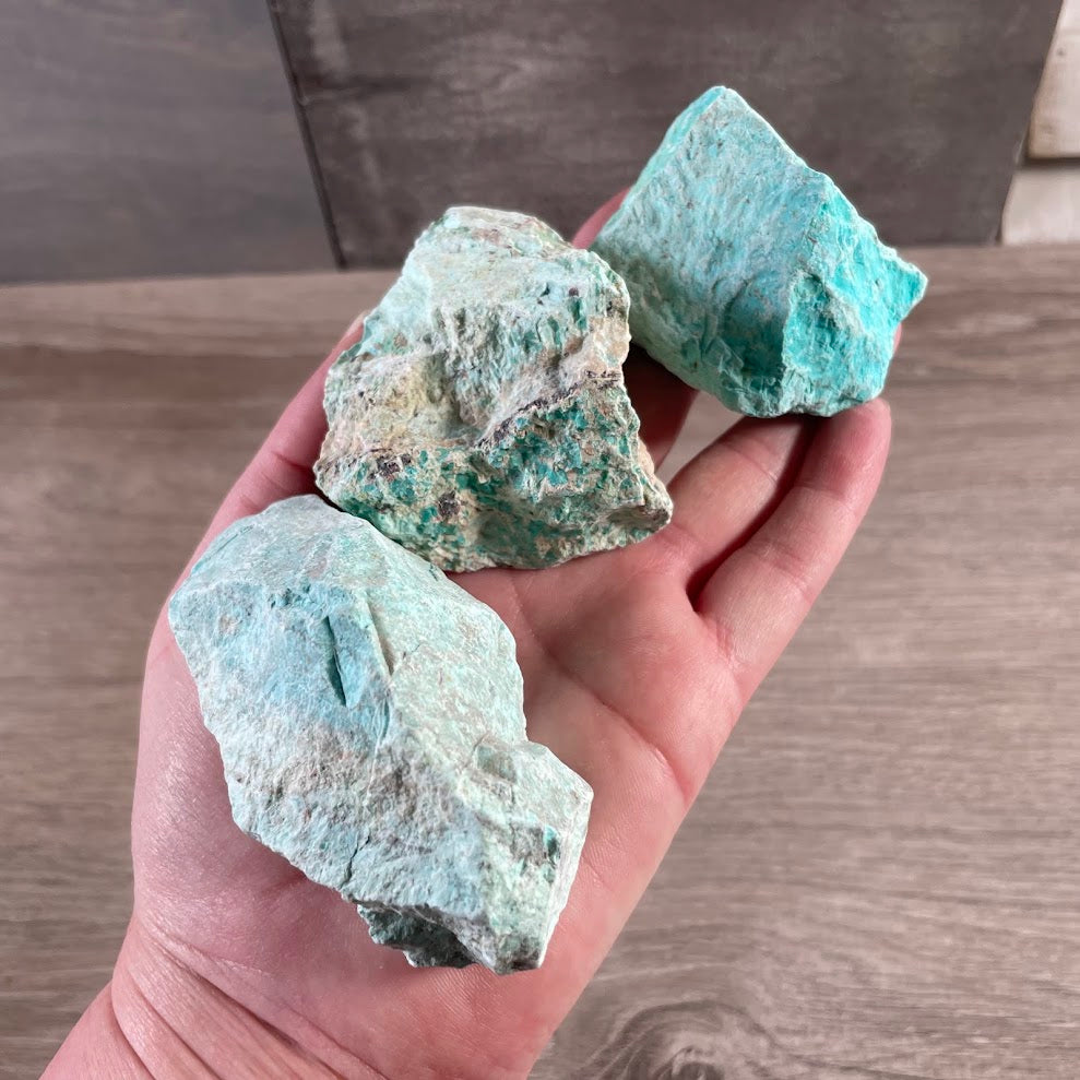Rough chrysocolla stones with natural color variation for metaphysical shop inventory