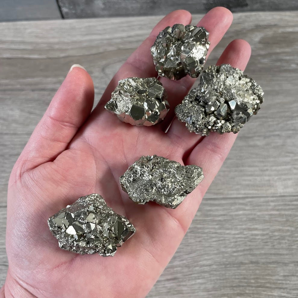 Metallic pyrite crystal cluster natural rock and mineral specimen