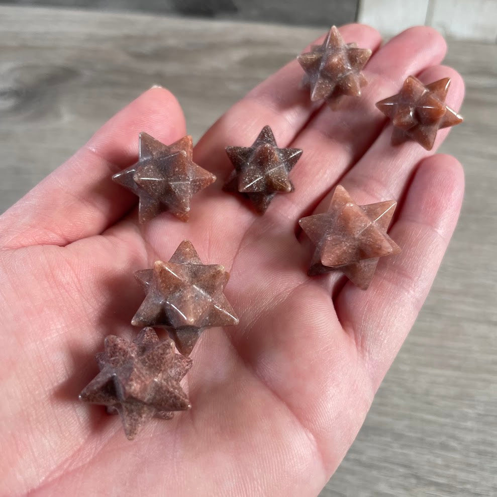 Natural red aventurine double Merkaba polished stone for meditation displays