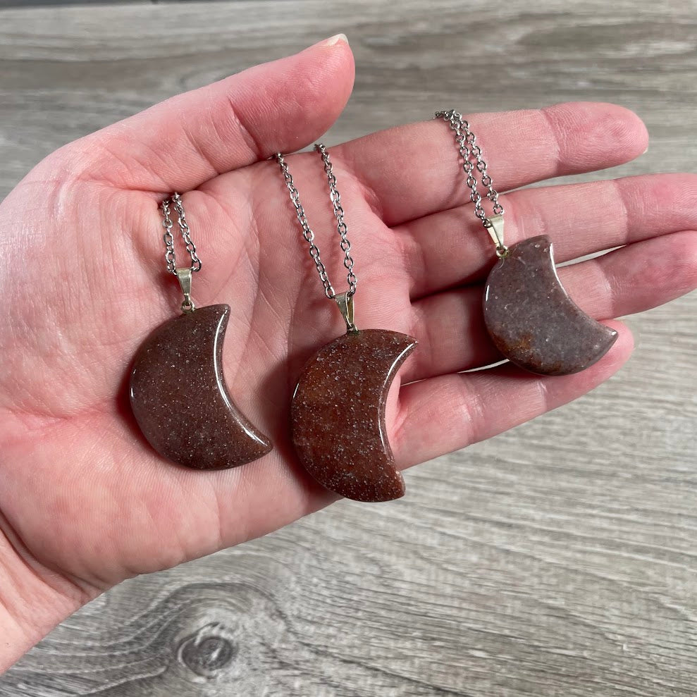 Wholesale Crescent Moon Crystal Pendants – Stainless Steel Chain