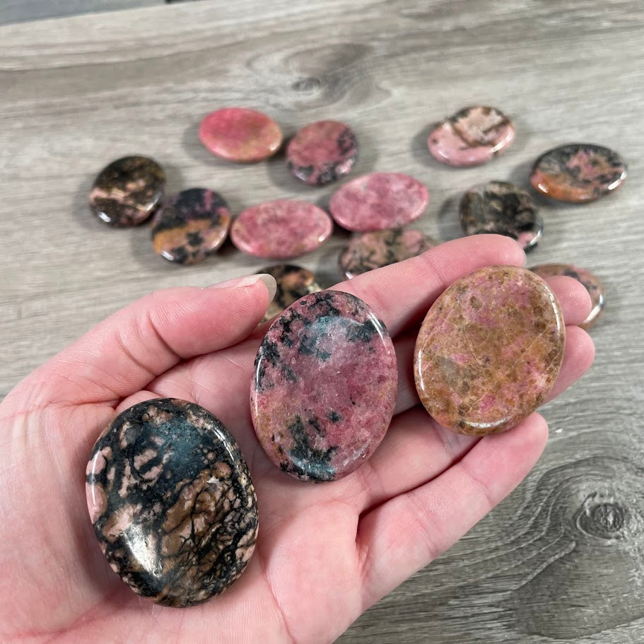 rhodonite thumb worry stones pocket crystals wholesale