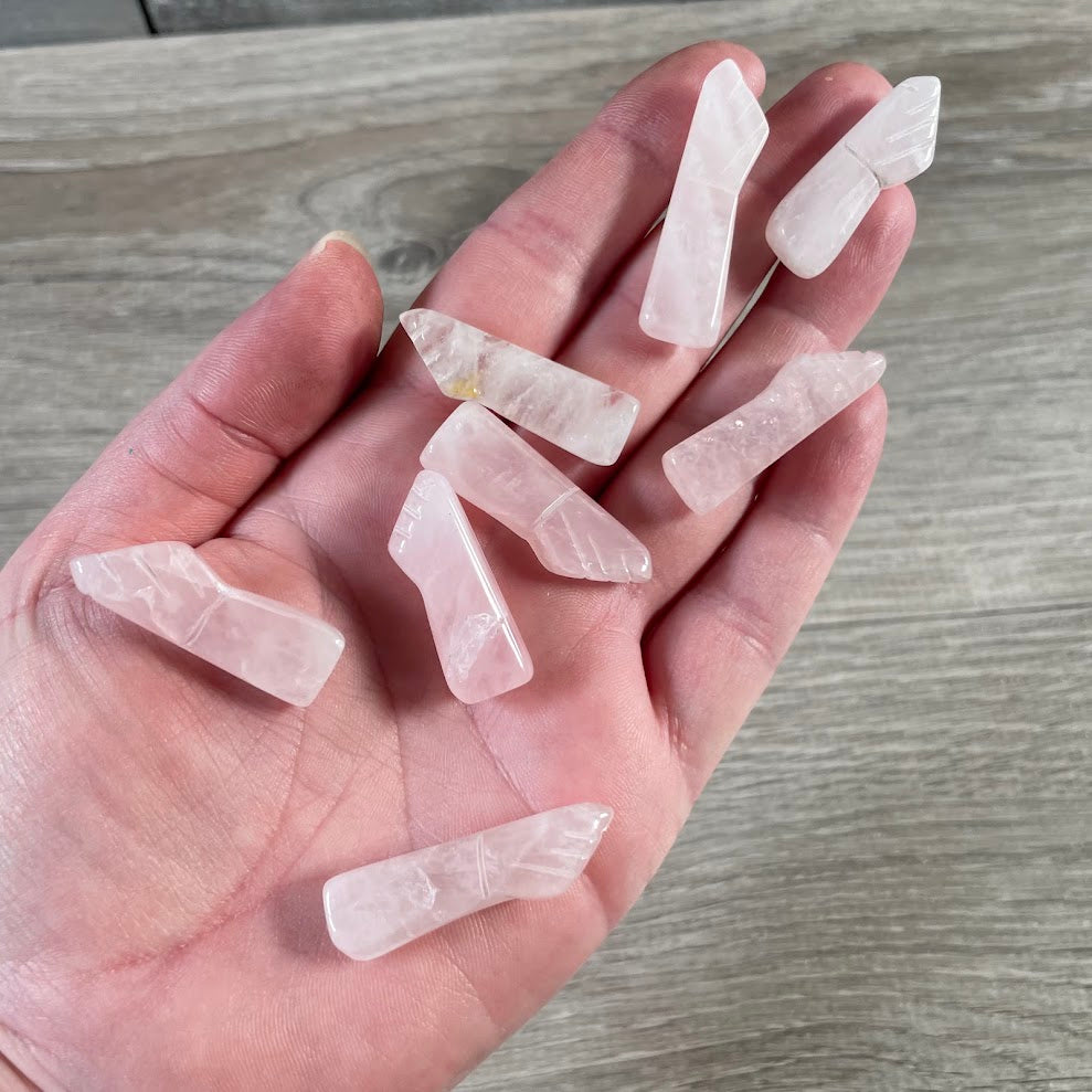 rose quartz Mango Figa Hand gemstone carving spiritual protection gift