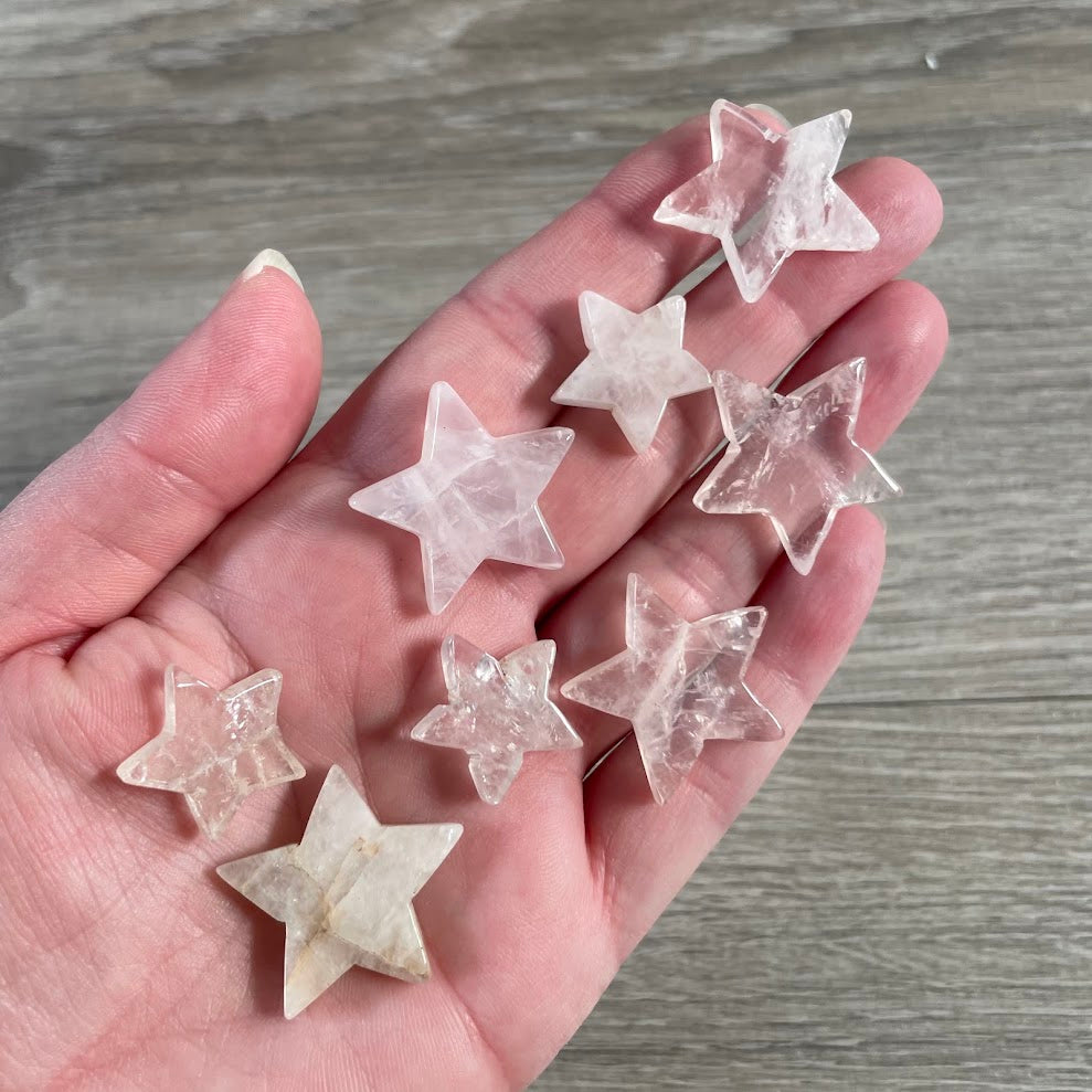 Brazil Hand Carved Rose Quartz Gemstone Star, Wholesale Resale