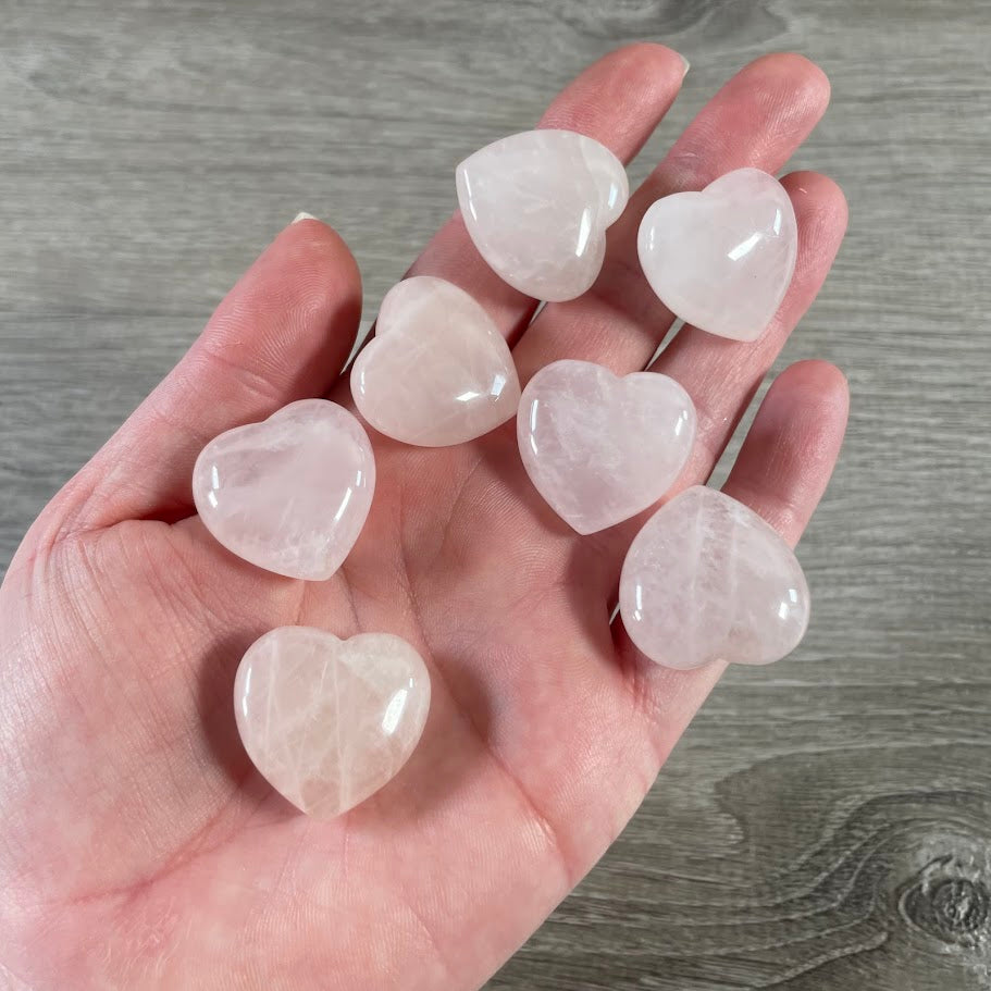 1-inch rose quartz crystal pocket heart polished natural gemstone carving