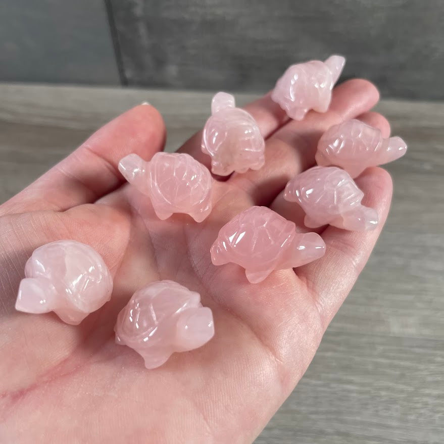 rose quartz carved gemstone turtle decor for crystal collectors and retail shops