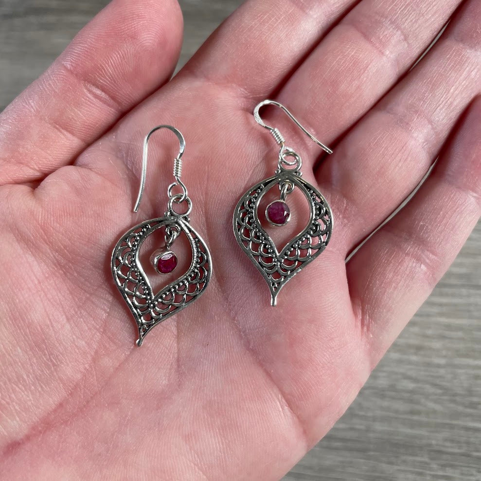 Sterling silver fish hook earrings featuring assorted polished gemstones for crystal shop jewelry collections
