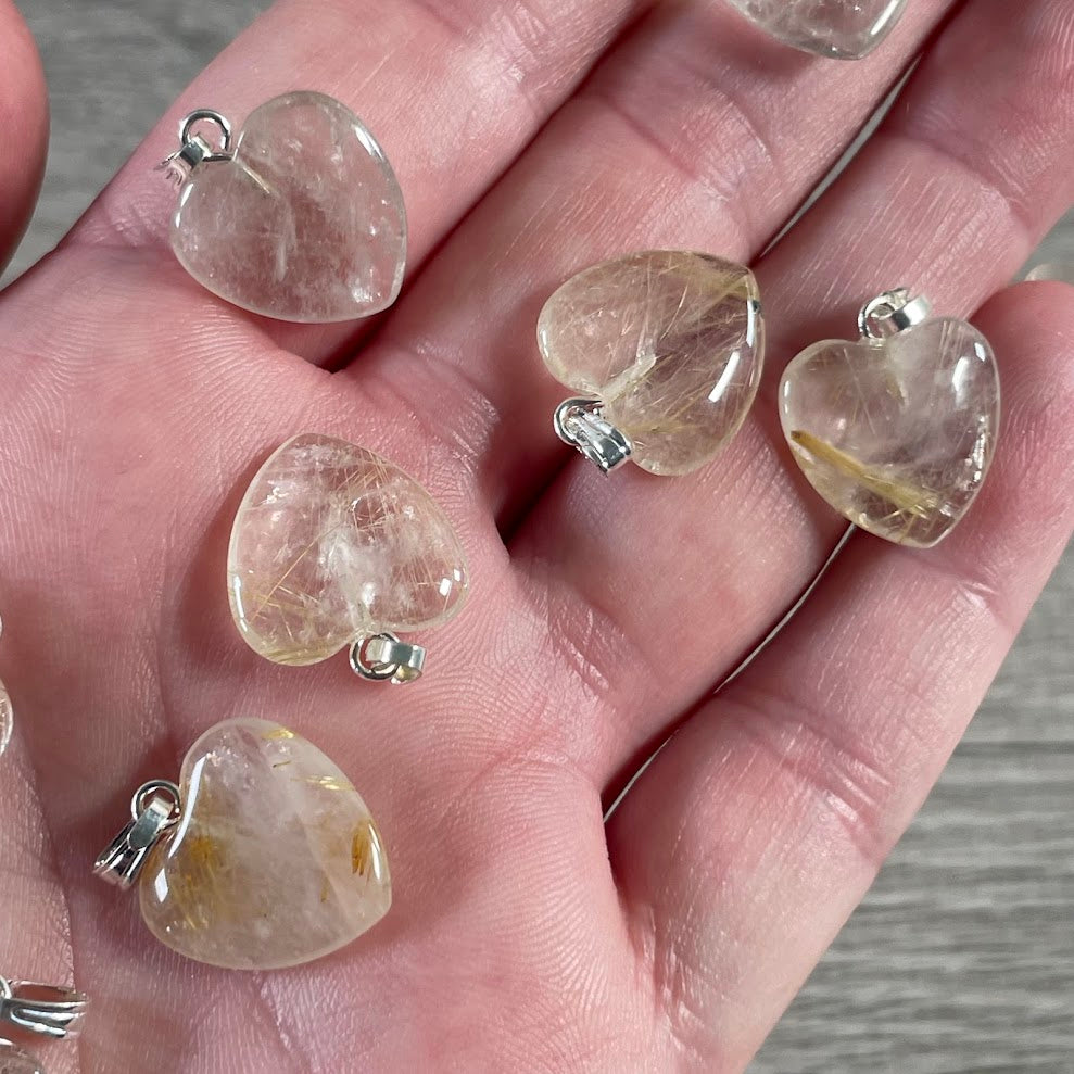 Small Rutilated Quartz Heart Pendant – Gemstone Jewelry