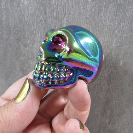 Aura Electroplated Glass Skulls