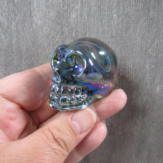 Aura Electroplated Glass Skulls