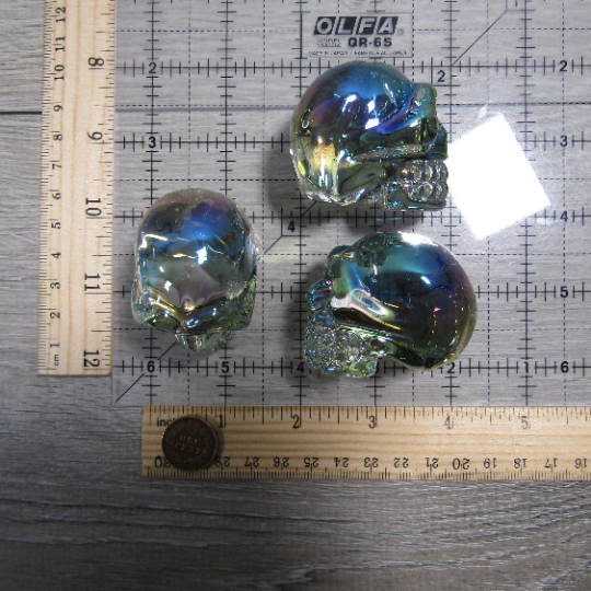 Aura Electroplated Glass Skulls