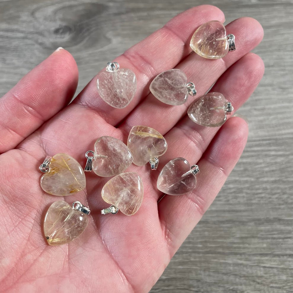 Small Rutilated Quartz Heart Pendant – Gemstone Jewelry