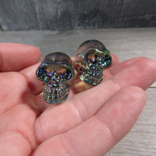 Aura Electroplated Glass Skulls