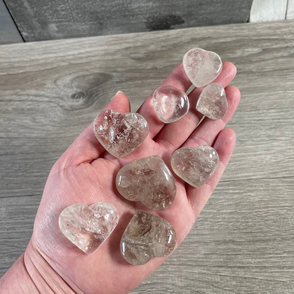 smoky quartz polished stone hearts from Brazil assorted mini crystals for metaphysical stores