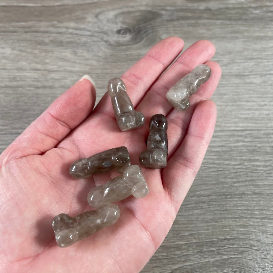 Carved smoky quartz phallic gemstone statue wholesale natural crystal
