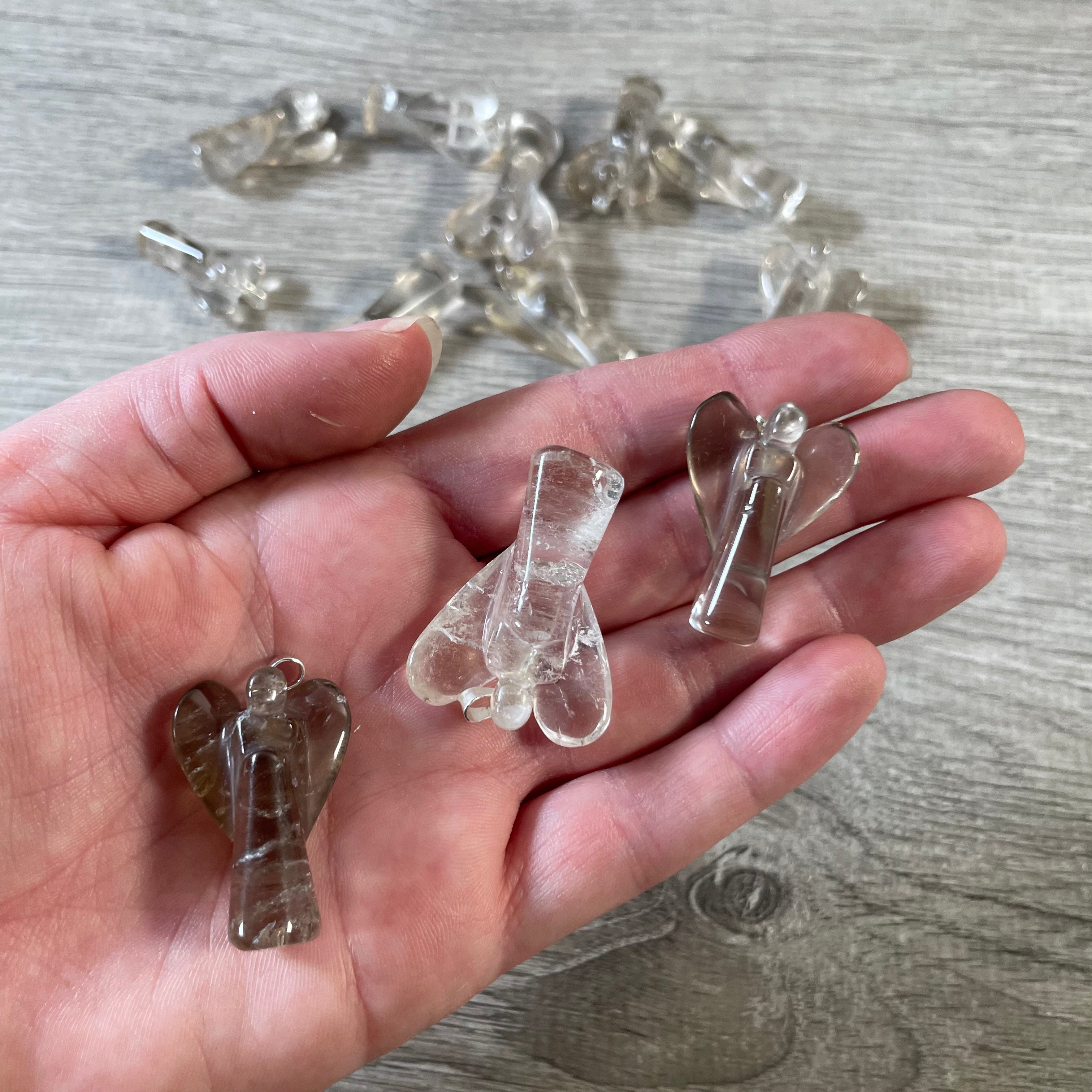 smoky quartz gemstone angel pendant necklace stone spiritual jewelry wholesale