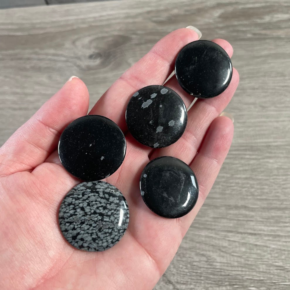 snowflake obsidian crystal cabochons for handmade metaphysical jewelry designs