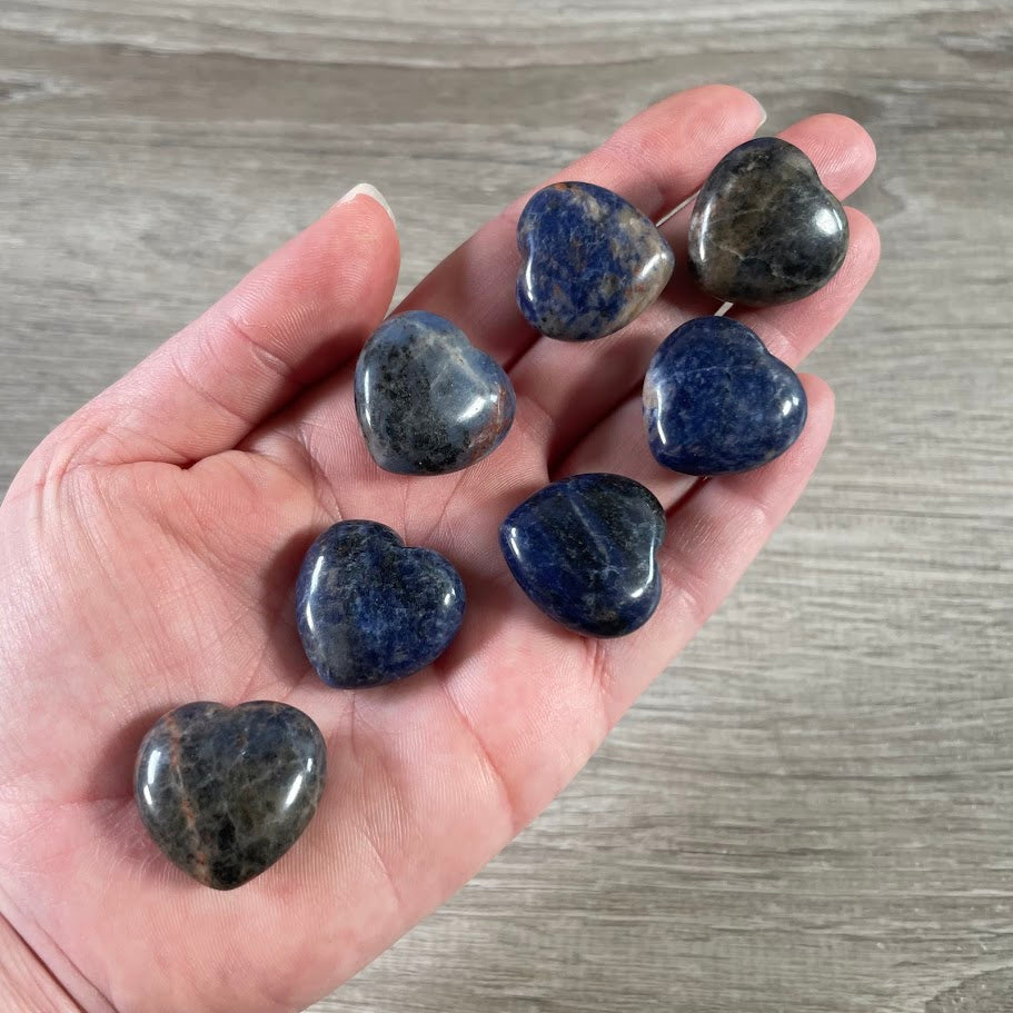 sodalite crystal heart polished small pocket gemstone for crystal shop inventory