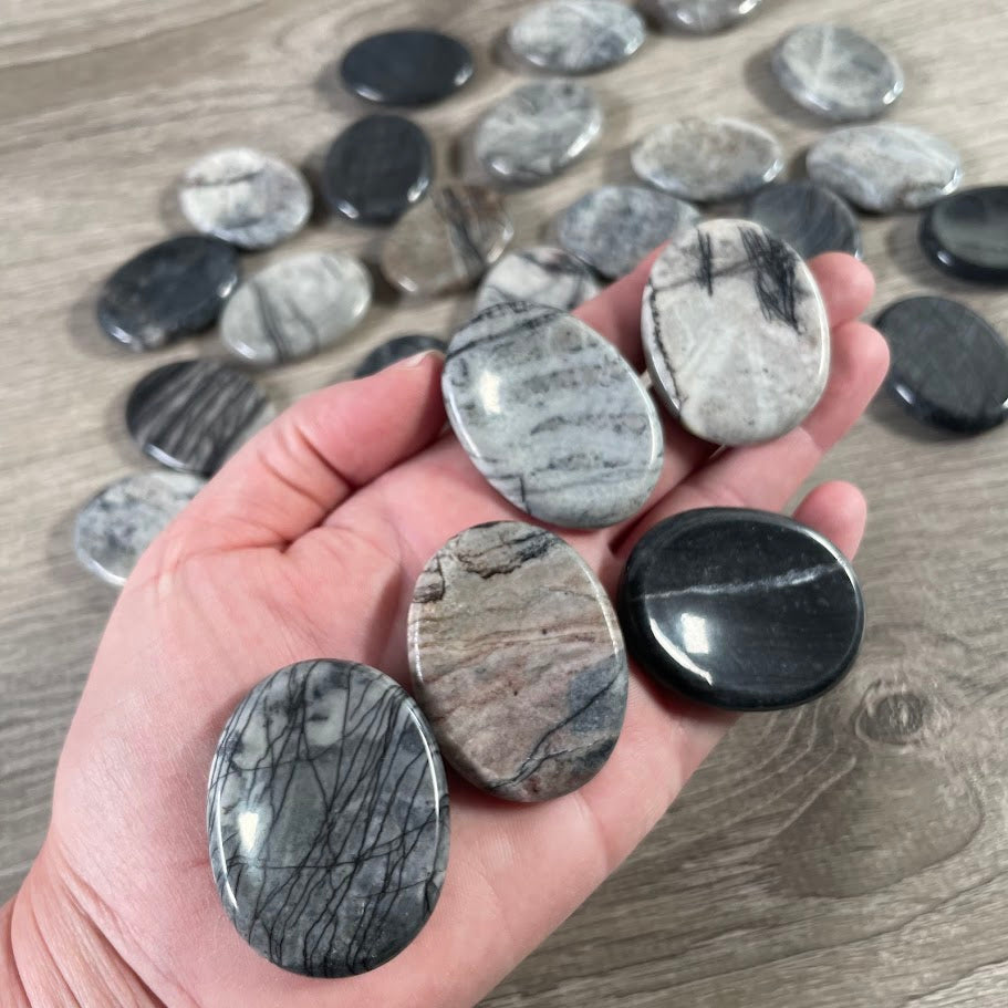 spider web jasper oval gemstone worry stones bulk polished pocket crystals wholesale