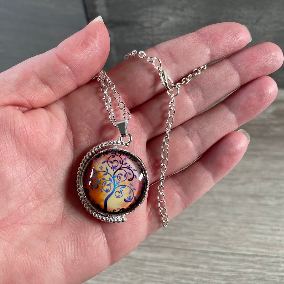 Wholesale spiritual glass pendant necklaces in silver tone metal settings